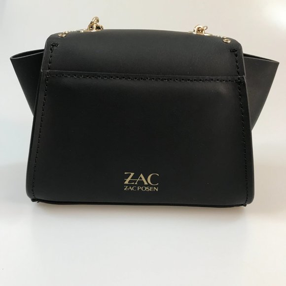 NWT Authentic ZAC Zac Posen Eartha Mini Grommet Chain Strap Crossbody in Black - Picture 6 of 10